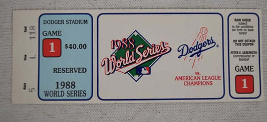 1988 Los Angeles Dodgers World Series Ticket eBay Auction
