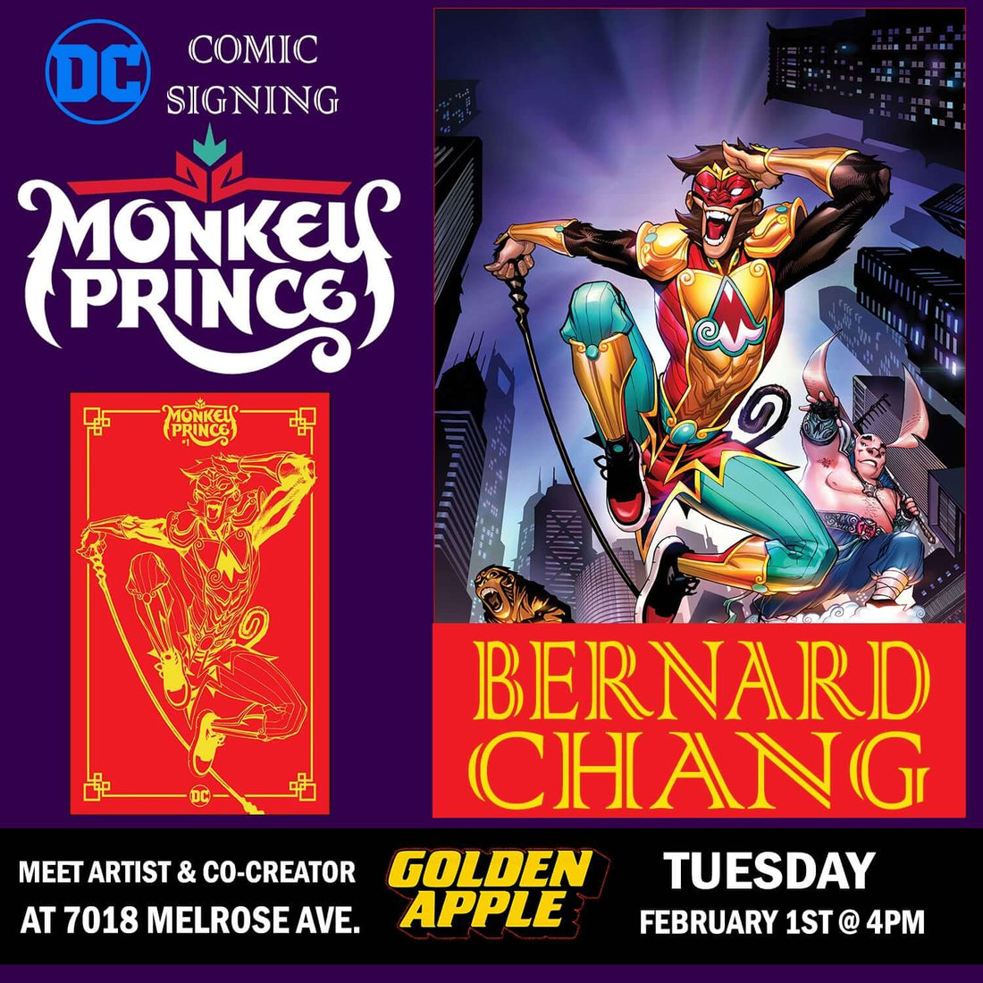 Artist and Co-Creator Bernard Chang To Sign DC Comics New Series Monkey Prince at Golden Apple