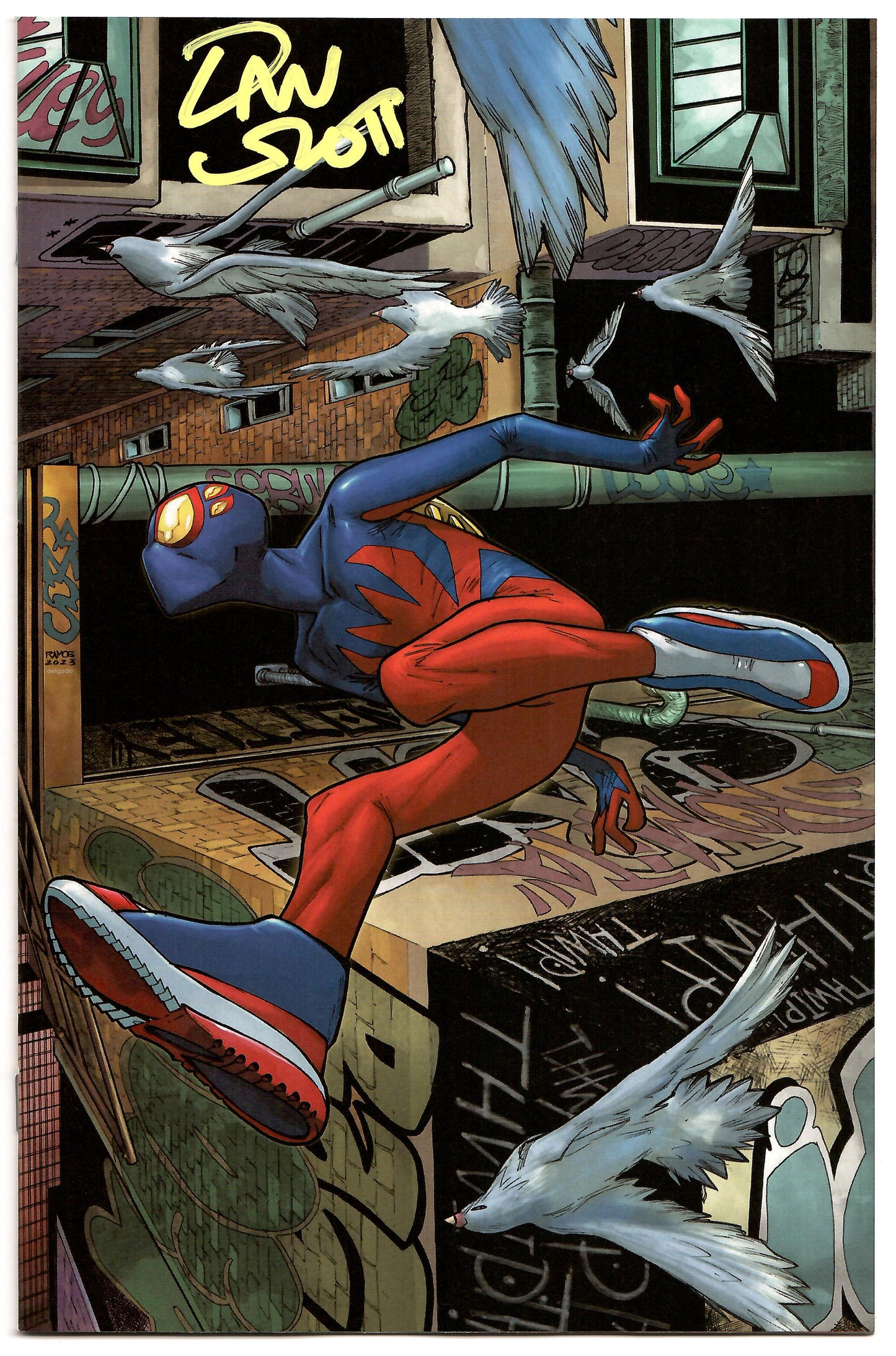 Spider-Man #7 Marvel 2023 2nd Print 1:25 Humberto Ramos Virgin Spider-Boy Variant SIGNED Dan Slott - Golden Apple Comics