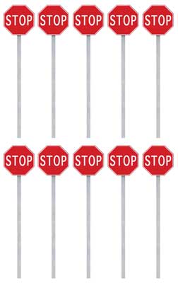 Walthers SceneMaster 949-4212 HO Scale Stop Signs pkg(10) -- 1954-Present