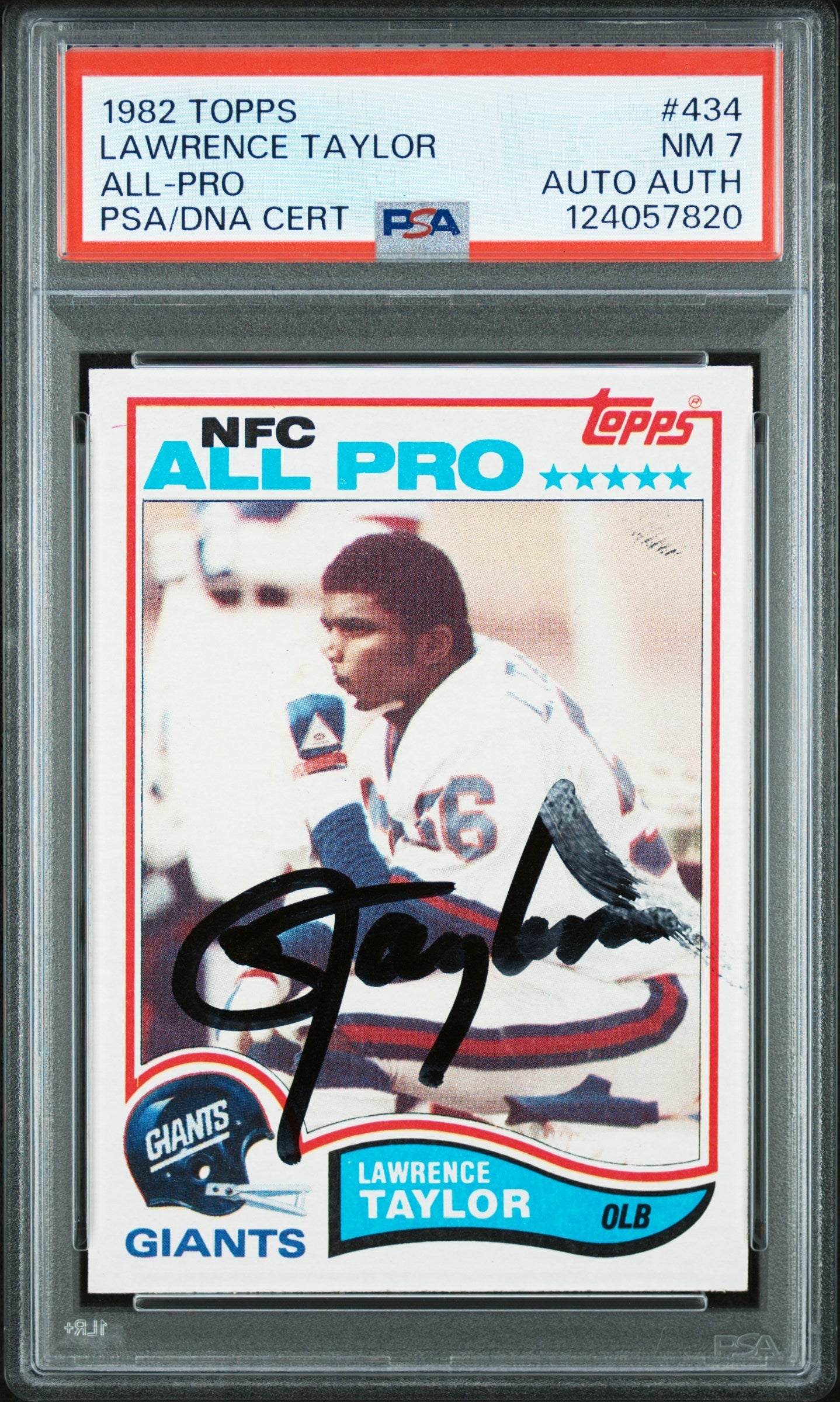 Graded 1982 Topps Lawrence Taylor #434 Rookie RC Signed Football Card