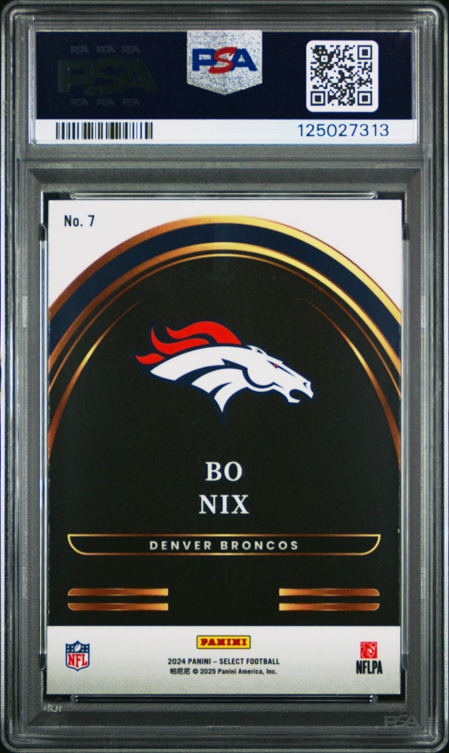 Graded 2024 Panini Select Bo Nix #7 Select Future Rookie RC Football Card PSA 10 Gem Mint