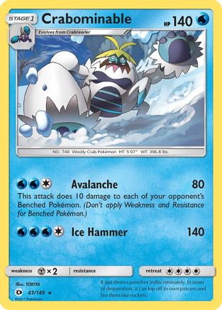 Crabominable 043/149 - SM Base Set Reverse Holofoil