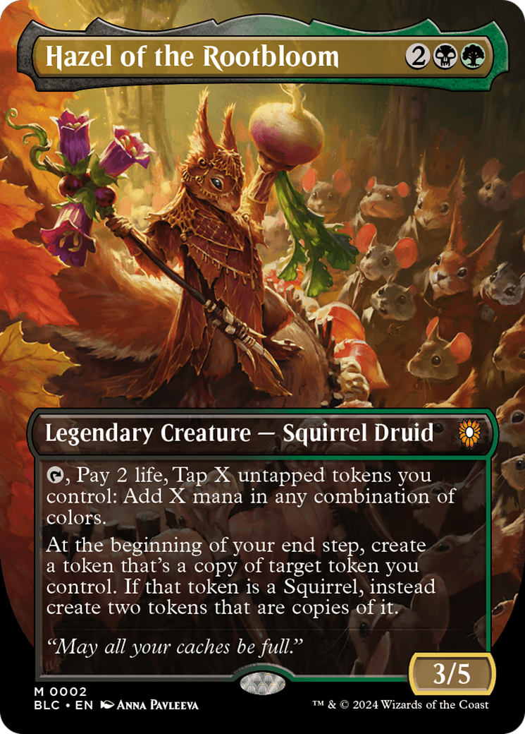 Hazel of the Rootbloom (BLC-002) - Bloomburrow Commander (Borderless)