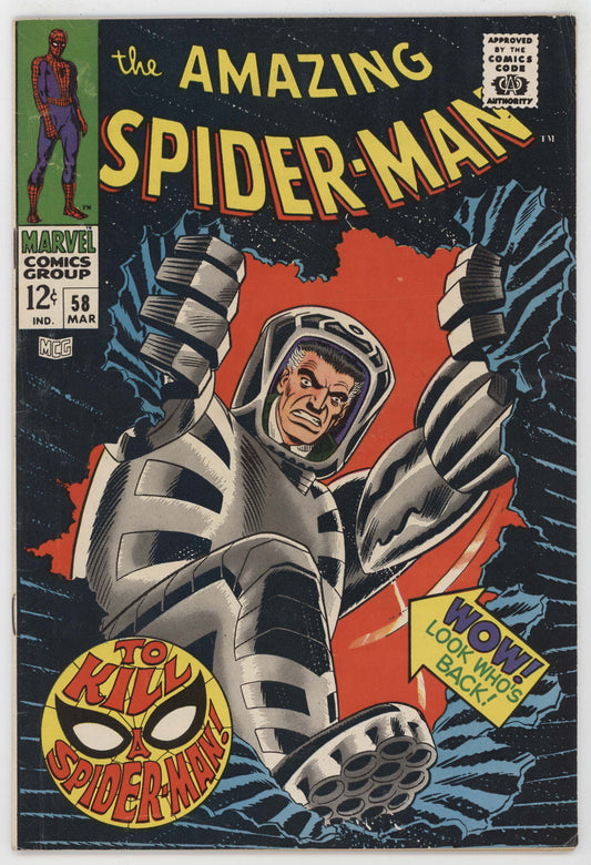 Amazing Spider-Man 58 Marvel 1968 FN VF Stan Lee John Romita Spider Slayer