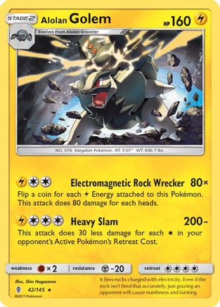 Alolan Golem 042/145 - SM Guardians Rising Holofoil