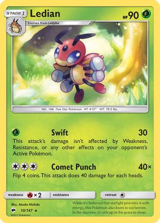 Ledian 010/147 - SM Burning Shadows Reverse Holofoil