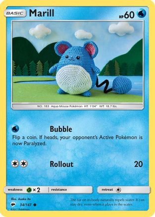 Marill 034/147 - SM Burning Shadows Reverse Holofoil