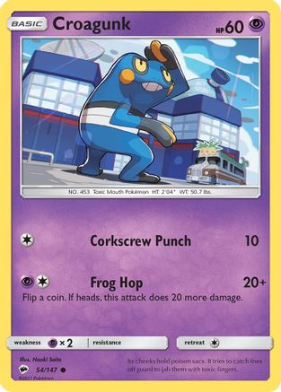 Croagunk 054/147 - SM Burning Shadows Reverse Holofoil