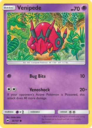 Venipede 056/147 - SM Burning Shadows Reverse Holofoil