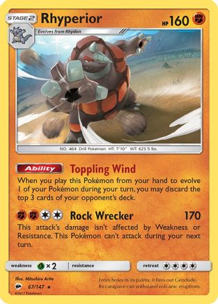 Rhyperior 067/147 - SM Burning Shadows Reverse Holofoil