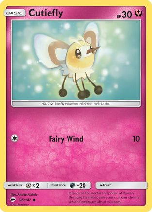 Cutiefly 095/147 - SM Burning Shadows Reverse Holofoil
