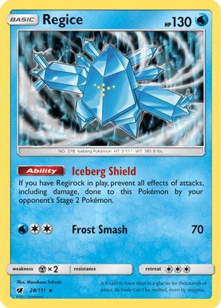 Regice 028/111 - SM Crimson Invasion Reverse Holofoil