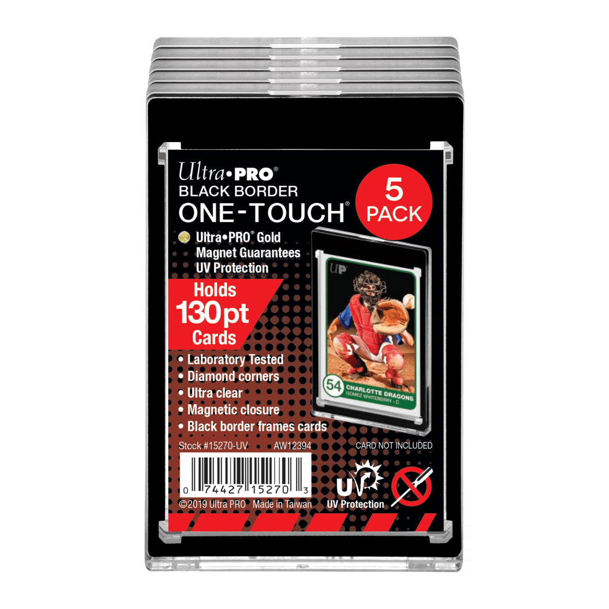 130PT Black Border UV ONE-TOUCH® Magnetic Holders (5ct)