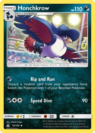 Honchkrow 072/156 - SM Ultra Prism Reverse Holofoil