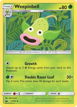 Weepinbell 002/168 - SM Celestial Storm Reverse Holofoil