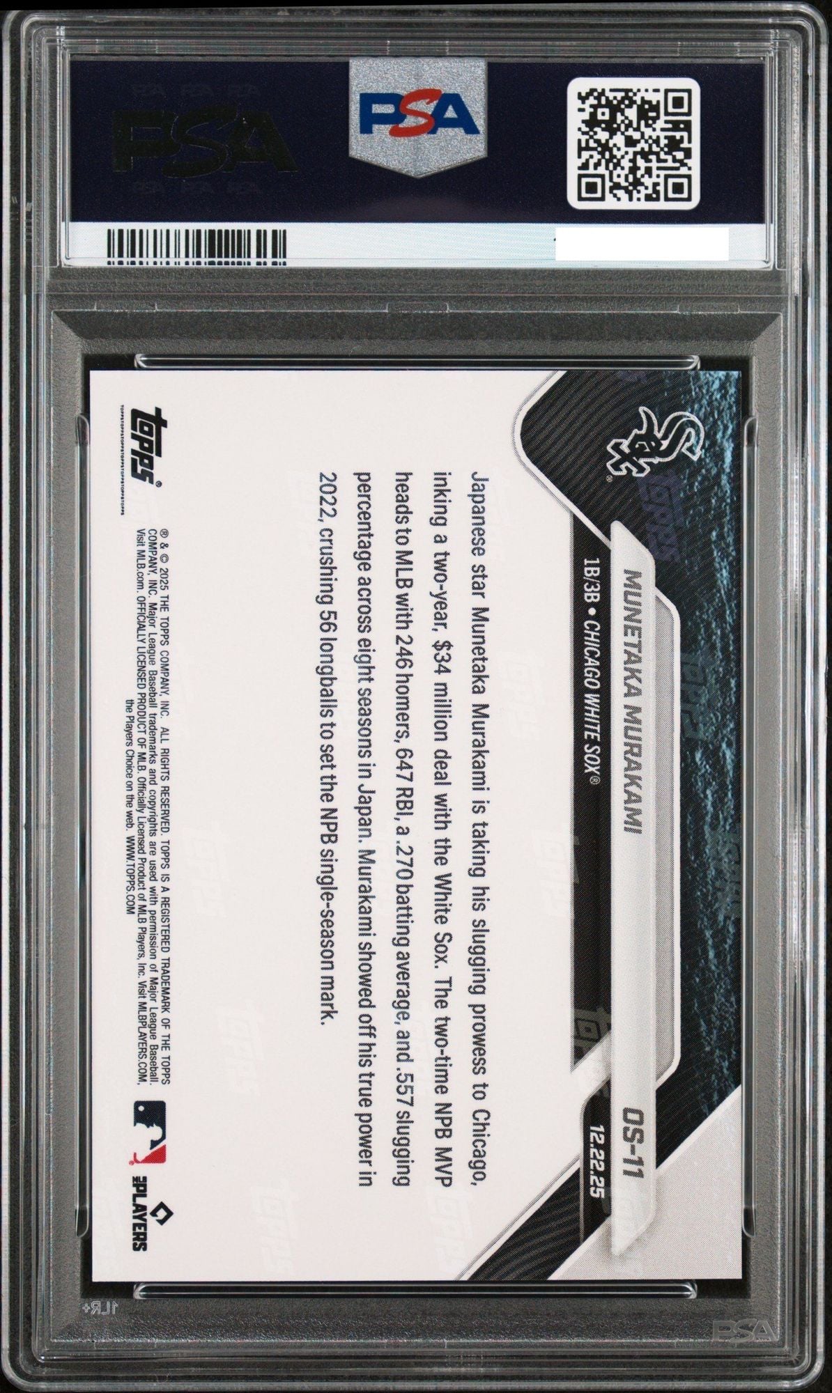 Graded 2025 Topps Now Munetaka Murakami #OS11 Rookie RC Baseball Card PSA 10 Gem Mint