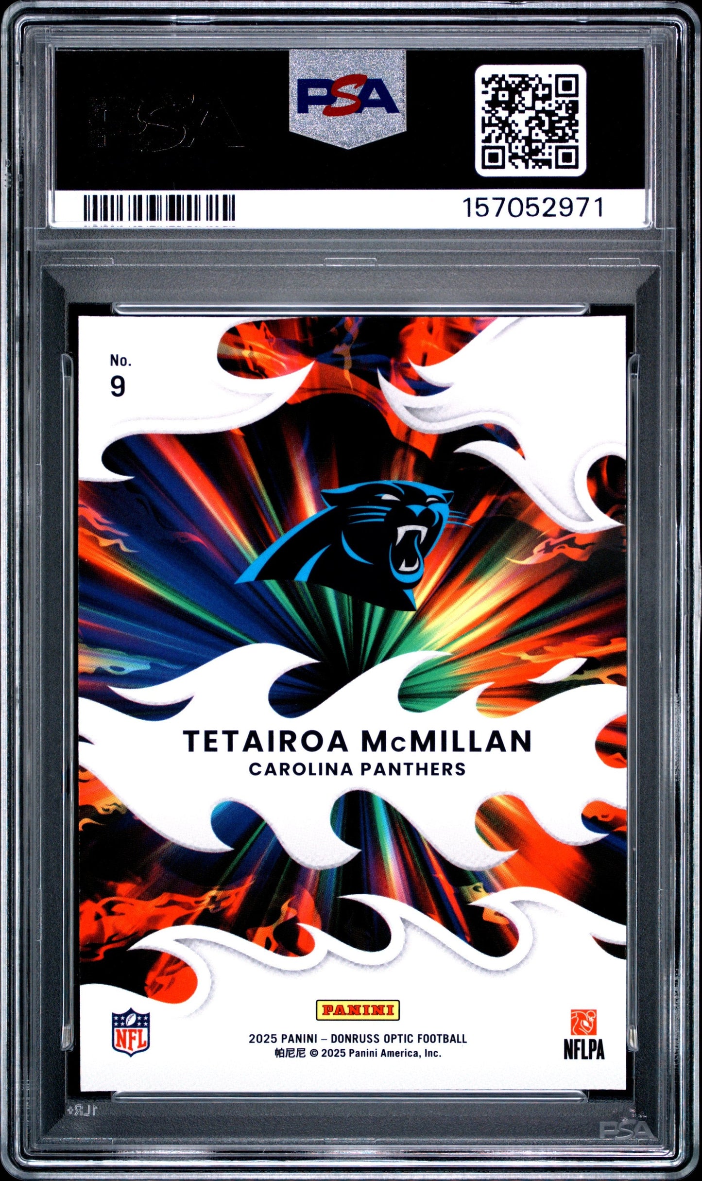 Graded 2025 Panini Donruss Optic Tetairoa McMillan #9 Light It Up Rookie RC Football Card PSA 10 Gem Mint