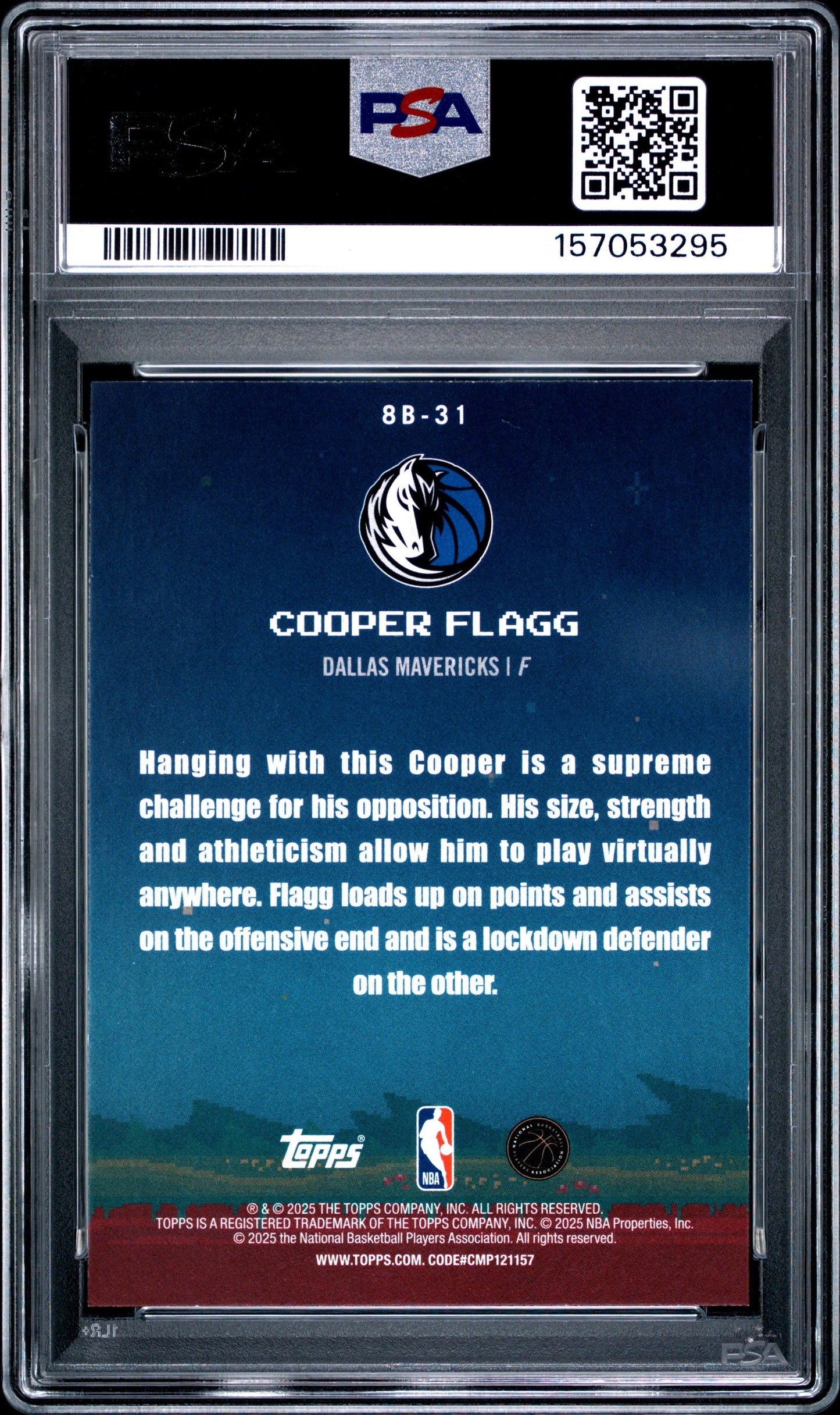Graded 2025 Topps Cooper Flagg #8B-31 8-Bit Ballers Rookie RC Basketball Card PSA 8 Near Mint