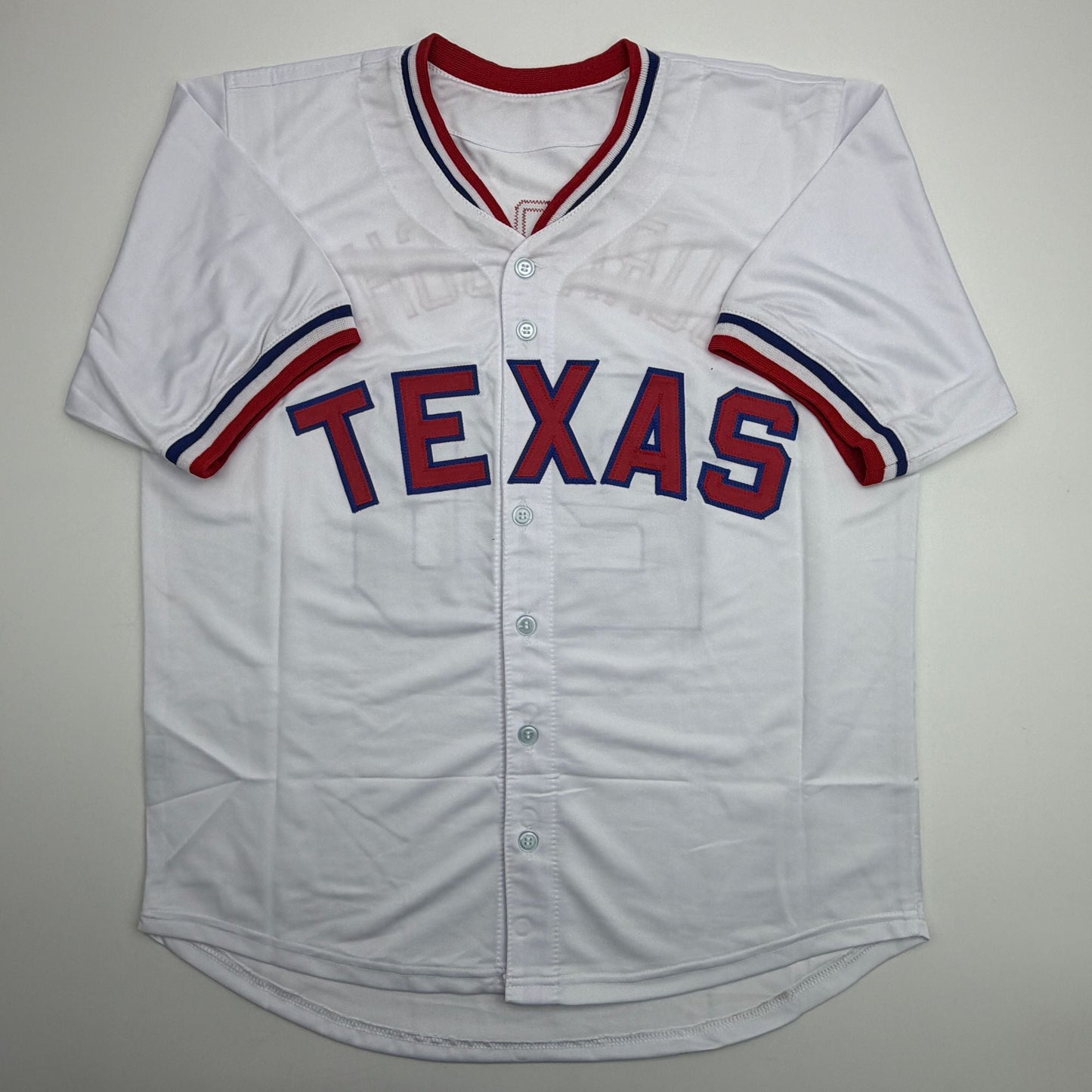 Autographed/Signed Jeff Burroughs Texas White Baseball Jersey Beckett BAS COA