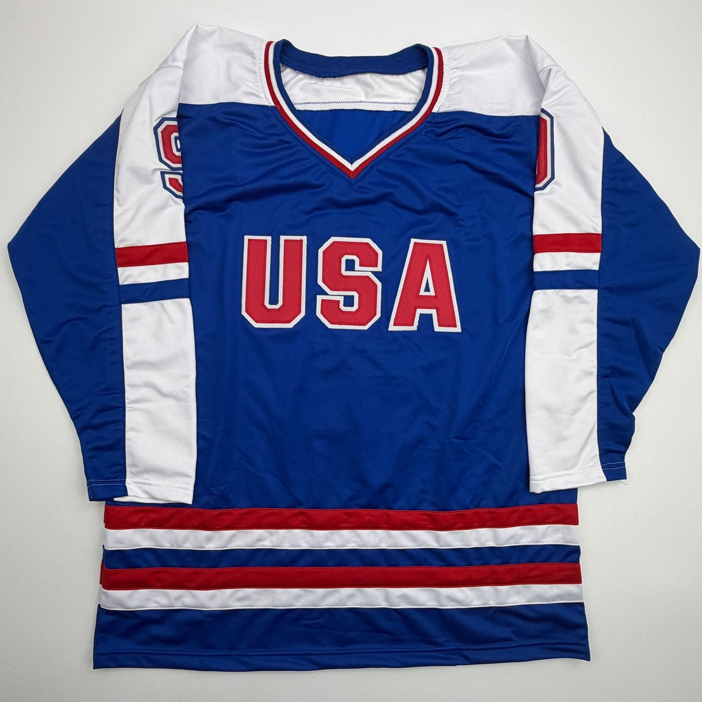Autographed/Signed Mike Modano Team USA Blue Hockey Jersey Beckett BAS COA