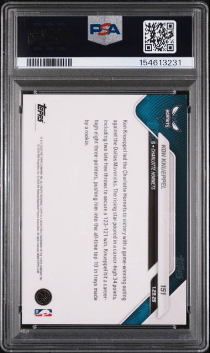 Graded 2025 Topps Now Kon Knueppel #151 Rookie RC Basketball Card PSA 9 Mint