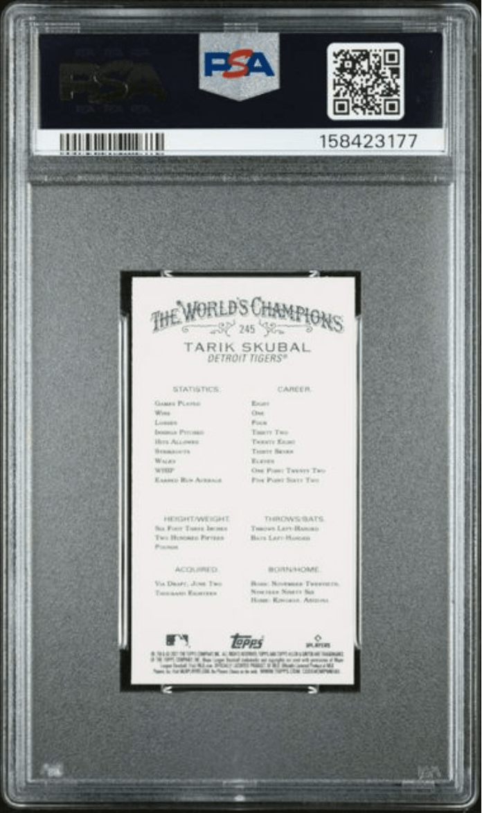 Graded 2021 Topps Allen & Ginter Tarik Skubal #245 Mini Rookie RC Baseball Card PSA 10 Gem Mint