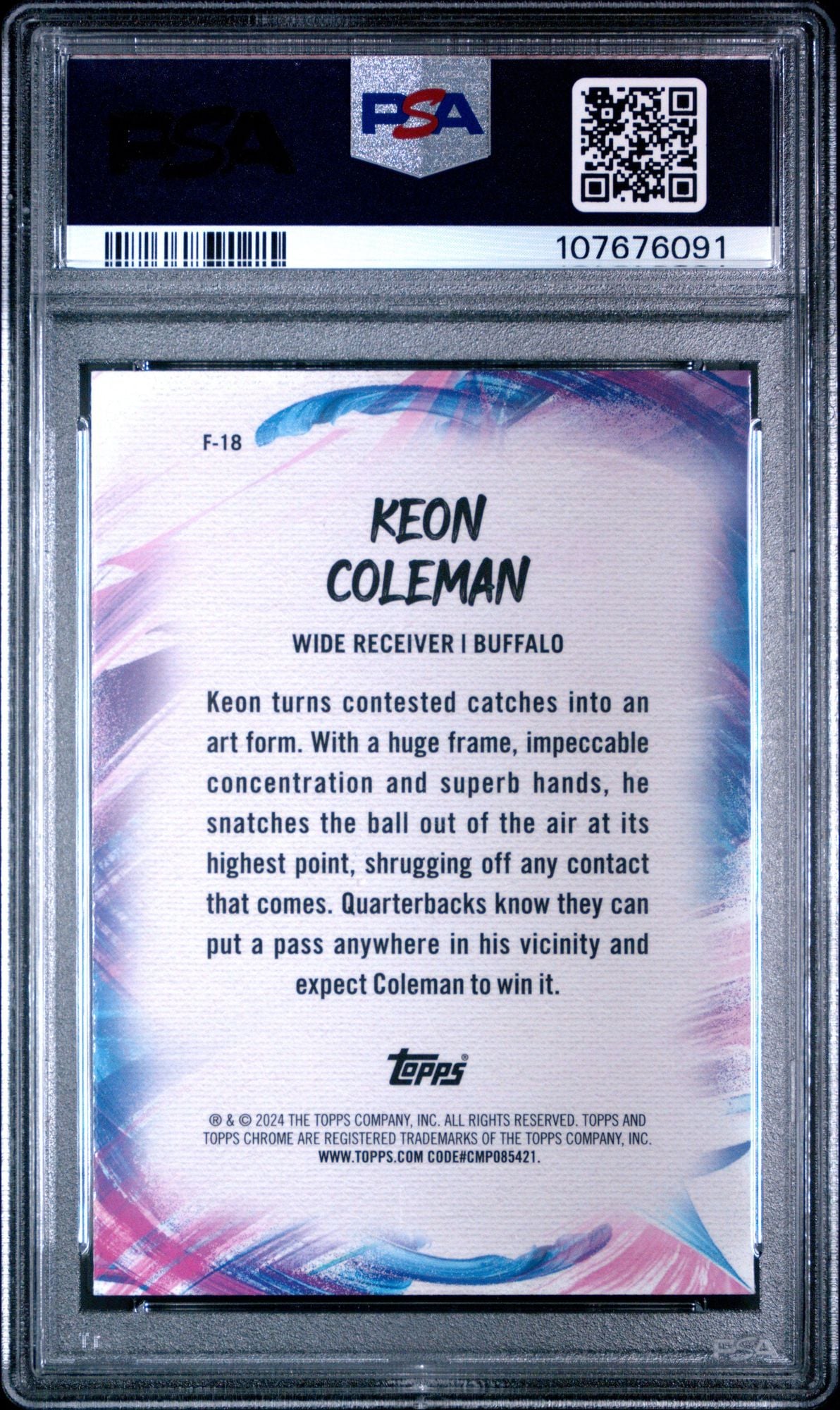 Graded 2024 Topps Chrome Keon Coleman #F18 Finesse Yellow Refractor /75 Rookie RC Football Card PSA 10 Gem Mint