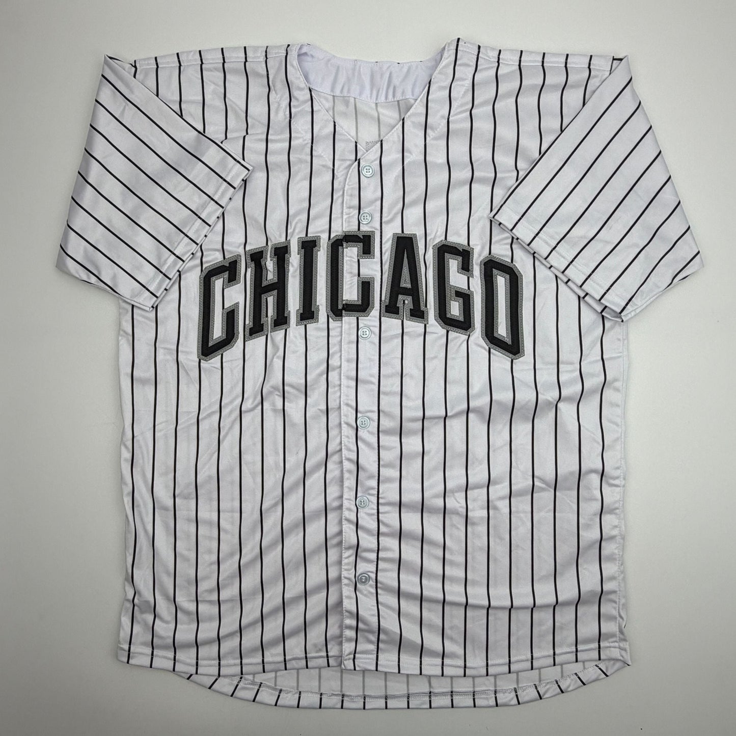 Autographed/Signed Sam Antonacci Chicago Pinstripe Baseball Jersey Beckett BAS COA