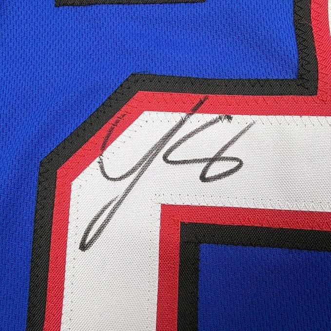 Framed Autographed/Signed LeSean McCoy 35x39 Buffalo Blue Football Jersey JSA COA