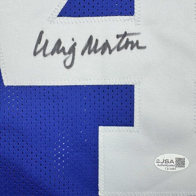 Framed Autographed/Signed Craig Morton 35x39 Dallas Blue Football Jersey JSA COA