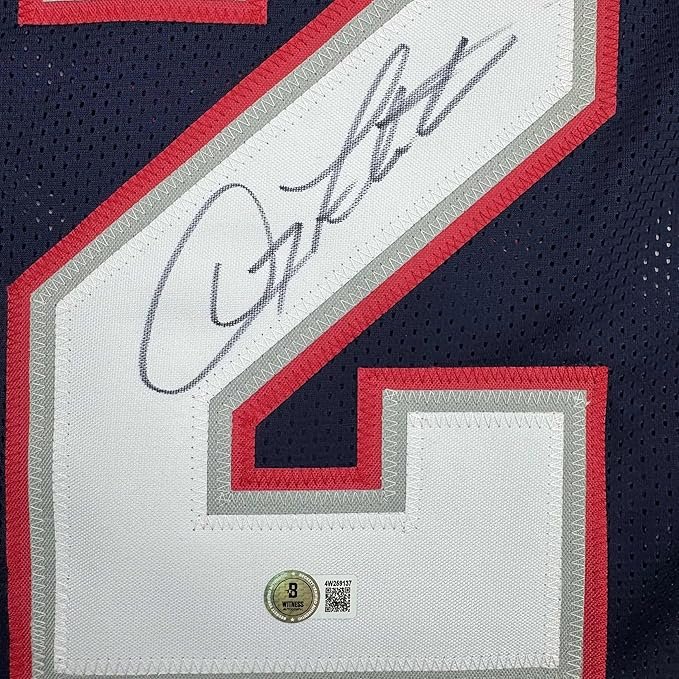 Framed Autographed/Signed Doug Flutie 35x39 New England Blue Football Jersey Beckett BAS COA
