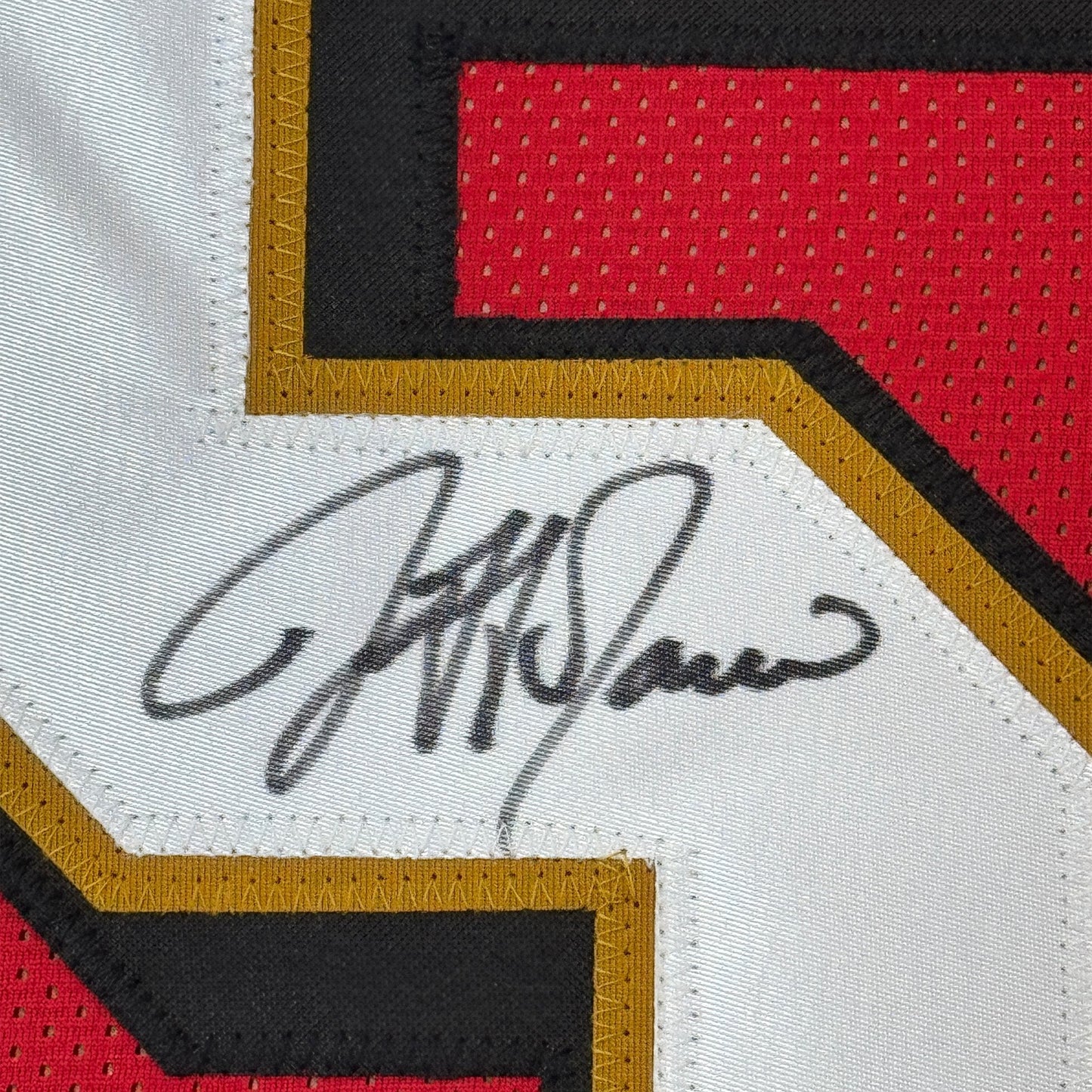 Framed Autographed/Signed Jeff Garcia 35x39 San Francisco Red Football Jersey Beckett BAS COA