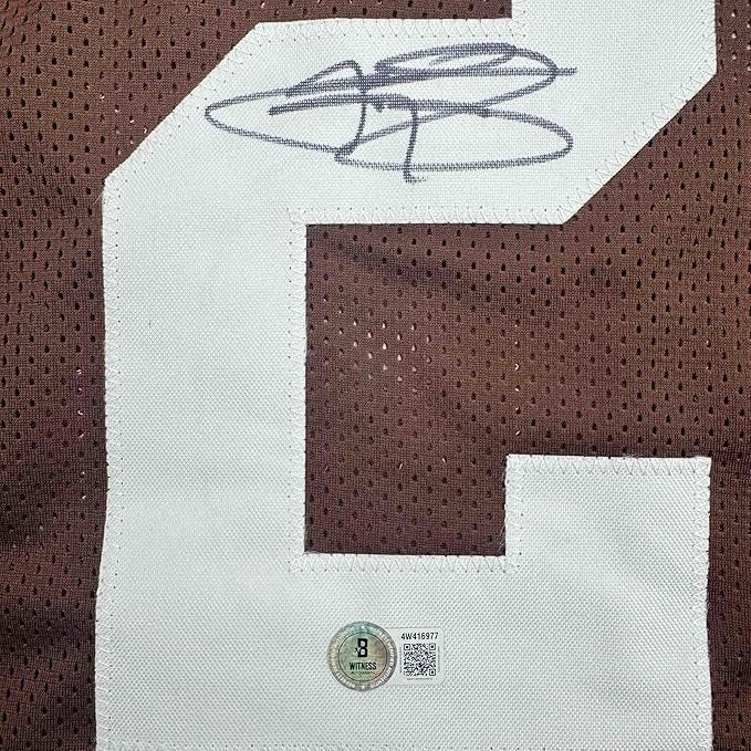 Framed Autographed/Signed Johnny Manziel 35x39 Cleveland Football Brown Jersey Beckett BAS COA