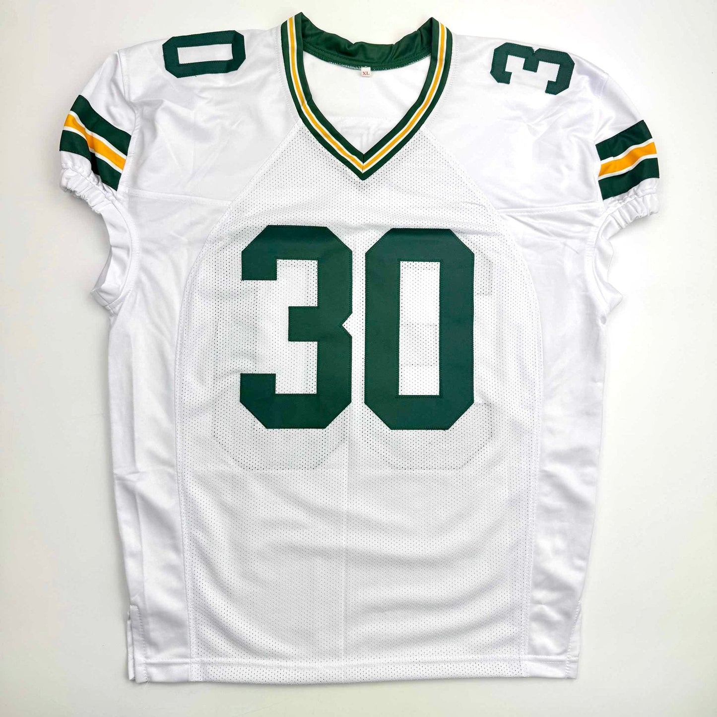 Autographed/Signed Ahman Green Green Bay White Football Jersey JSA COA