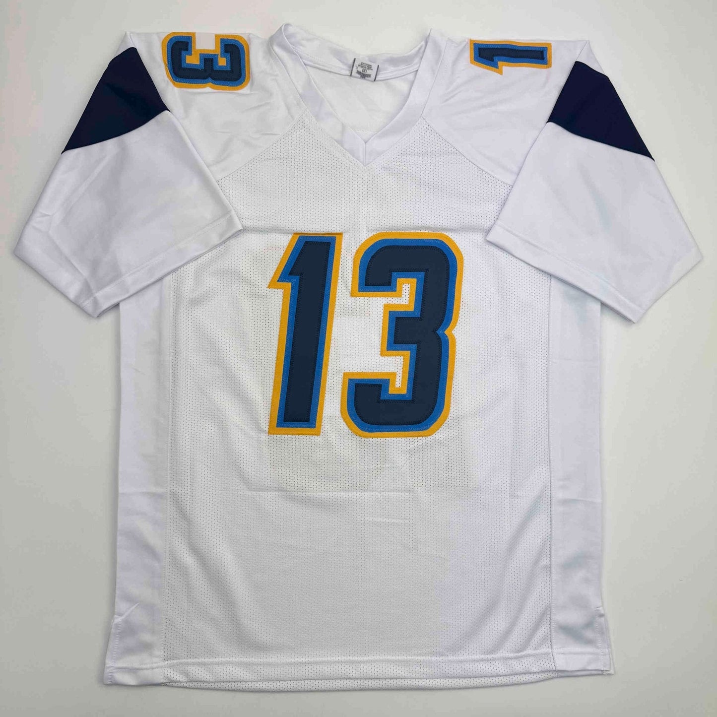 Autographed/Signed Keenan Allen Los Angeles LA White Football Jersey Beckett BAS COA