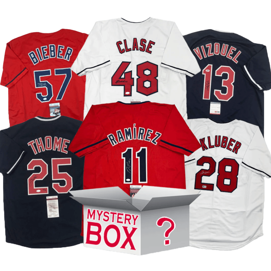 Autographed/Signed Cleveland Baseball Jersey Mystery Box with PSA JSA or Beckett COA