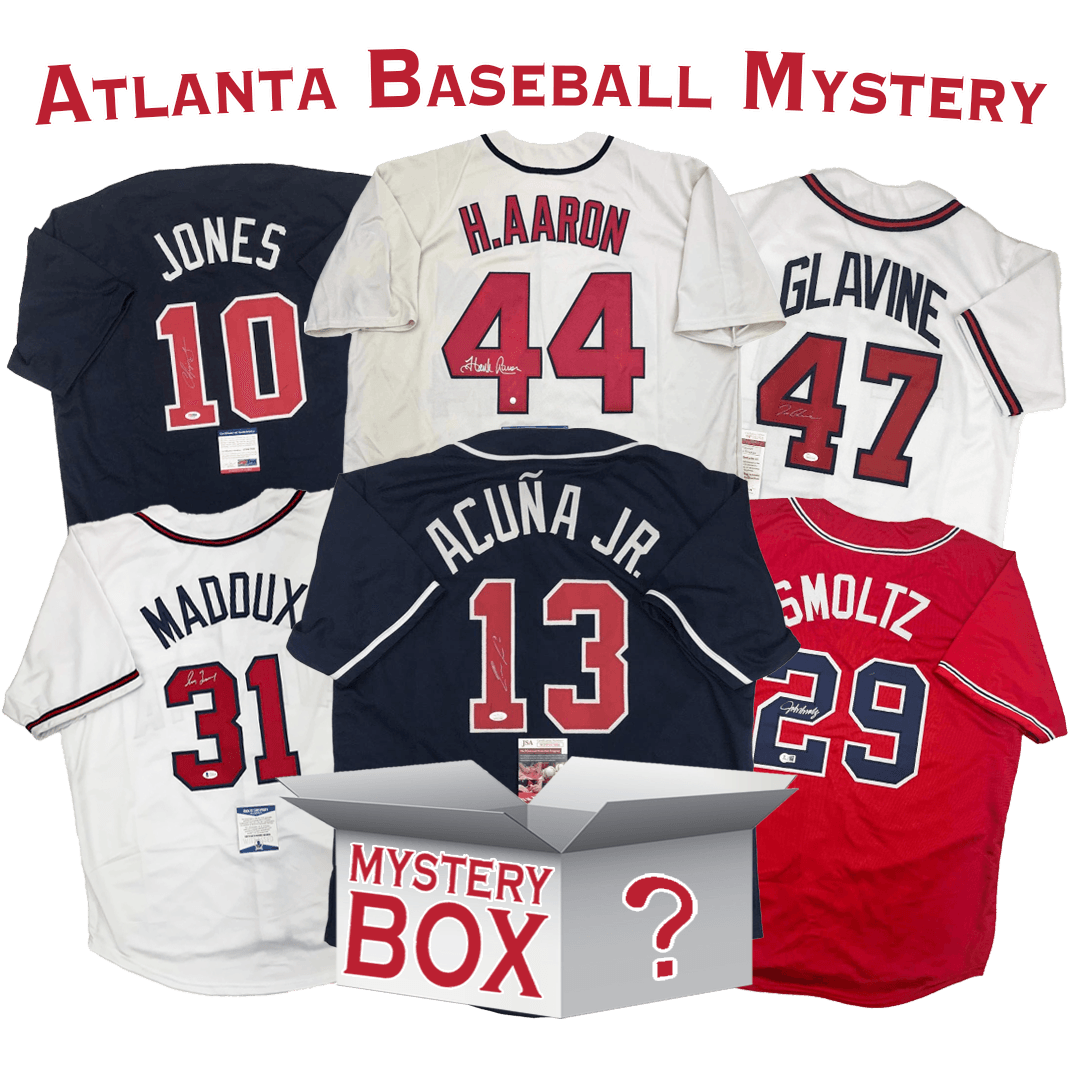 Autographed/Signed Atlanta Baseball Jersey Mystery Box with PSA JSA or Beckett COA