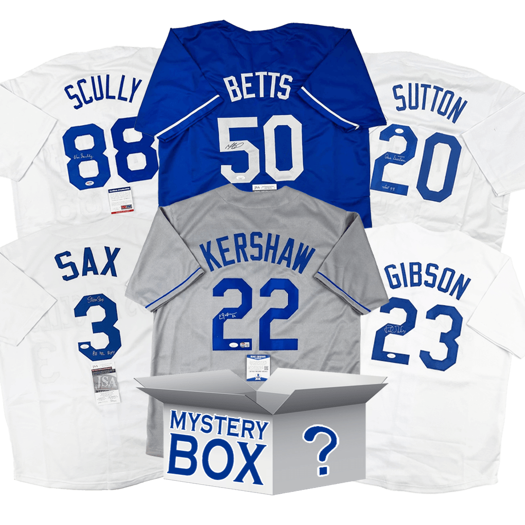 Autographed/Signed Los Angeles Baseball Jersey Mystery Box with PSA JSA or Beckett COA