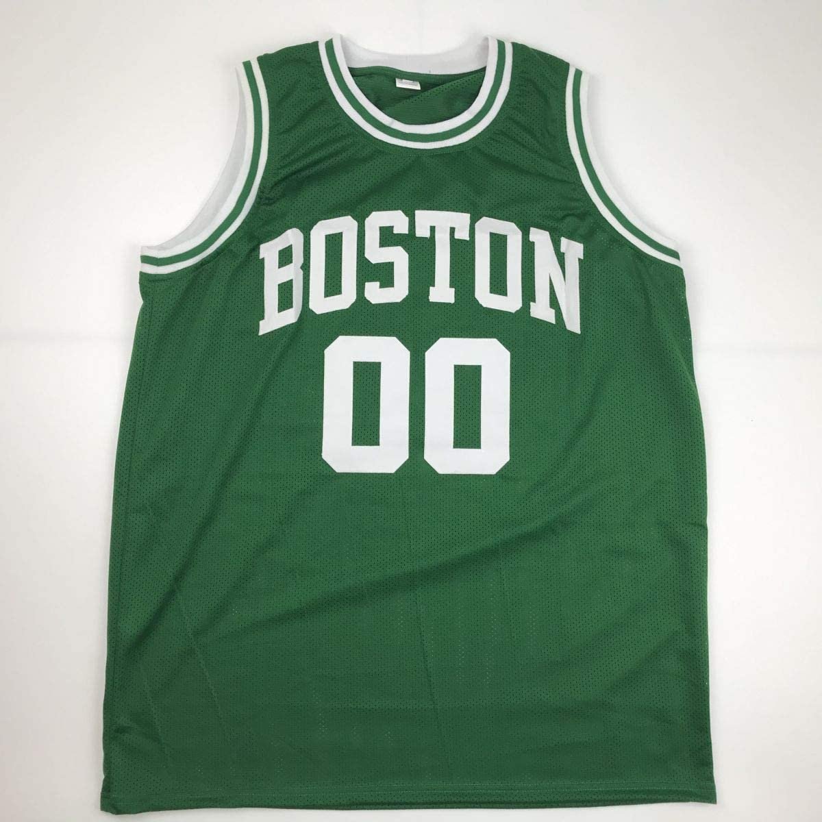 Autographed/Signed Robert Parish Boston Green Basketball Jersey JSA COA