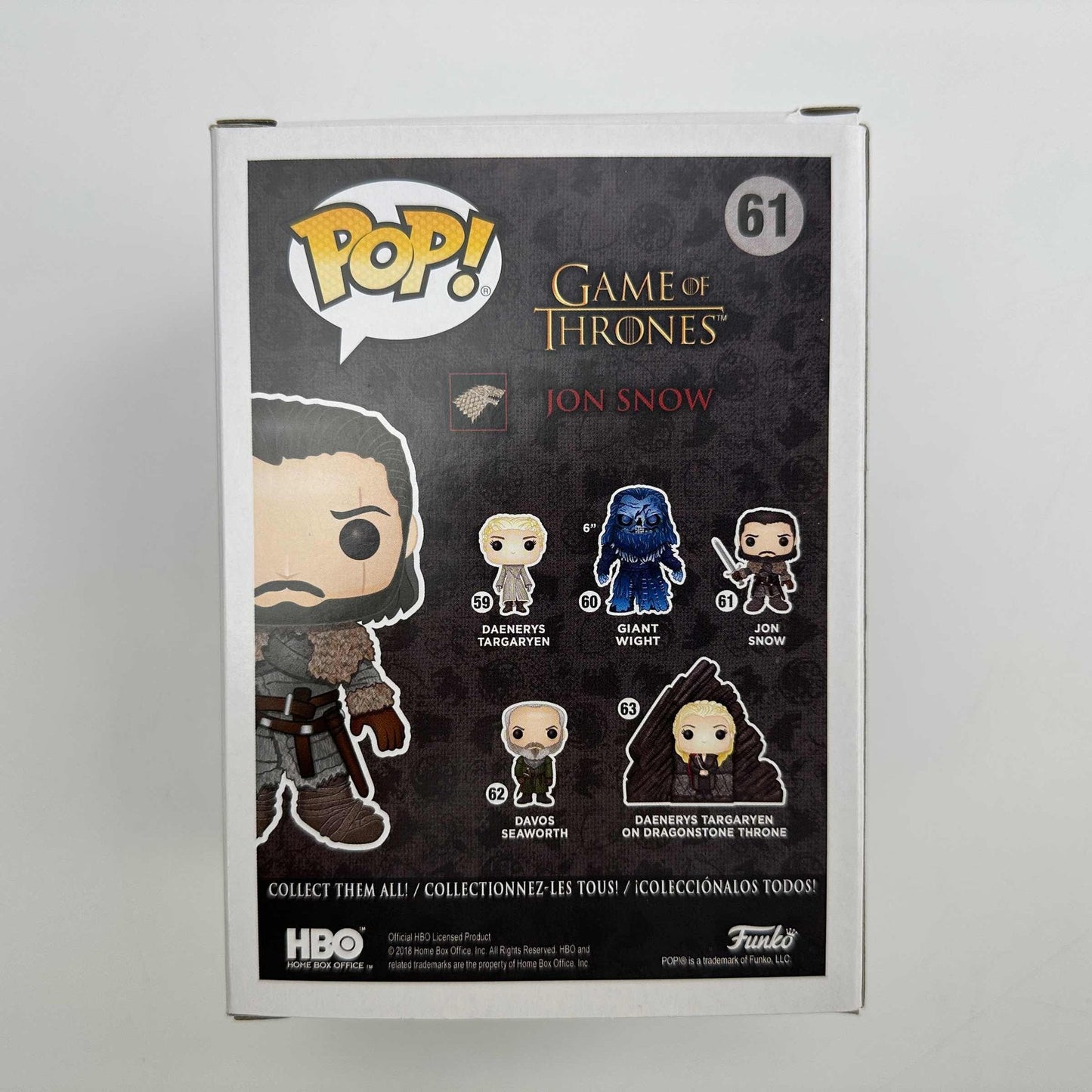 Autographed/Signed Kit Harington Jon Snow #61 Game of Thrones Funko Pop TV Television Figurine Toy Beckett BAS COA