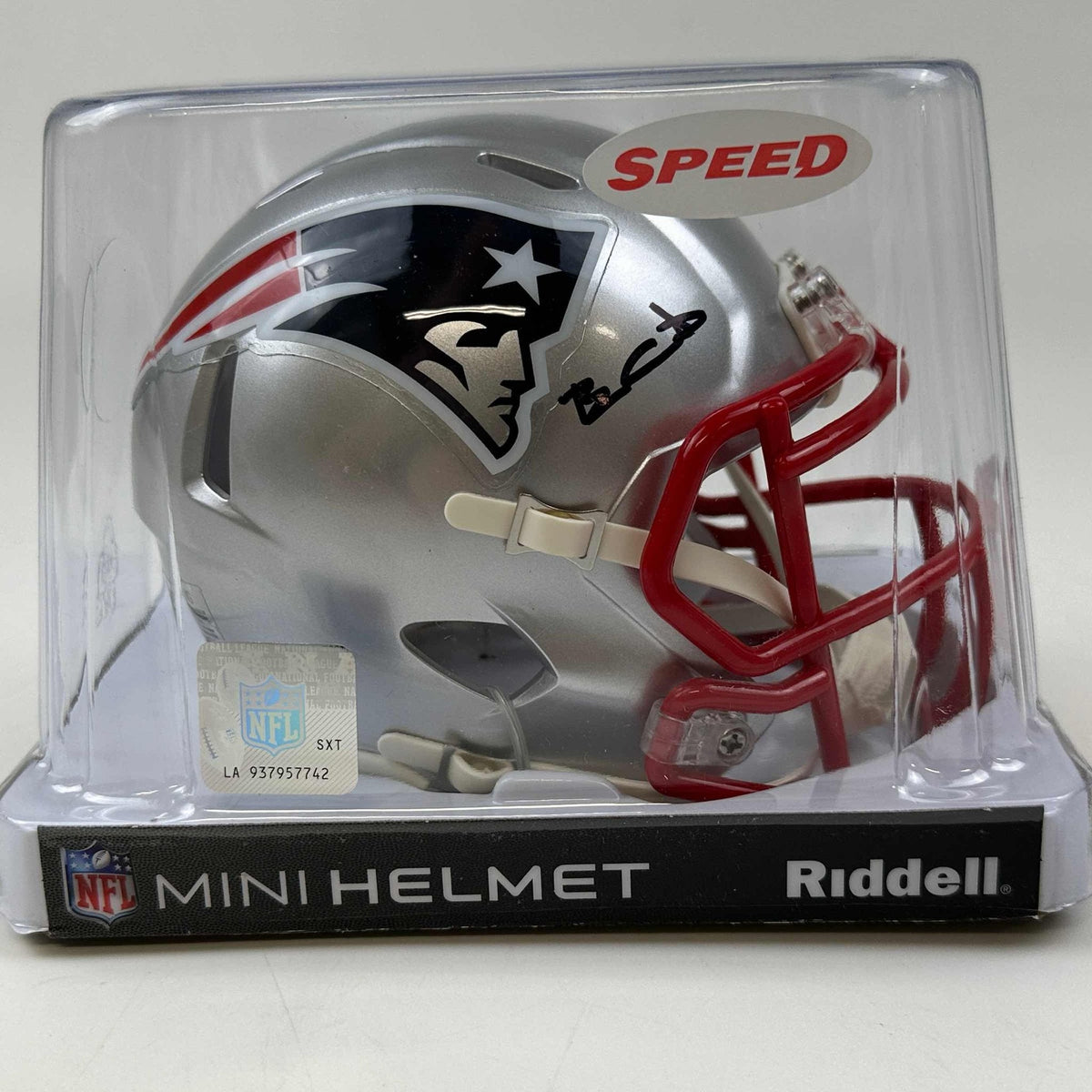 Autographed/Signed Ben Coates New England Patriots Mini Football Helmet Beckett BAS COA