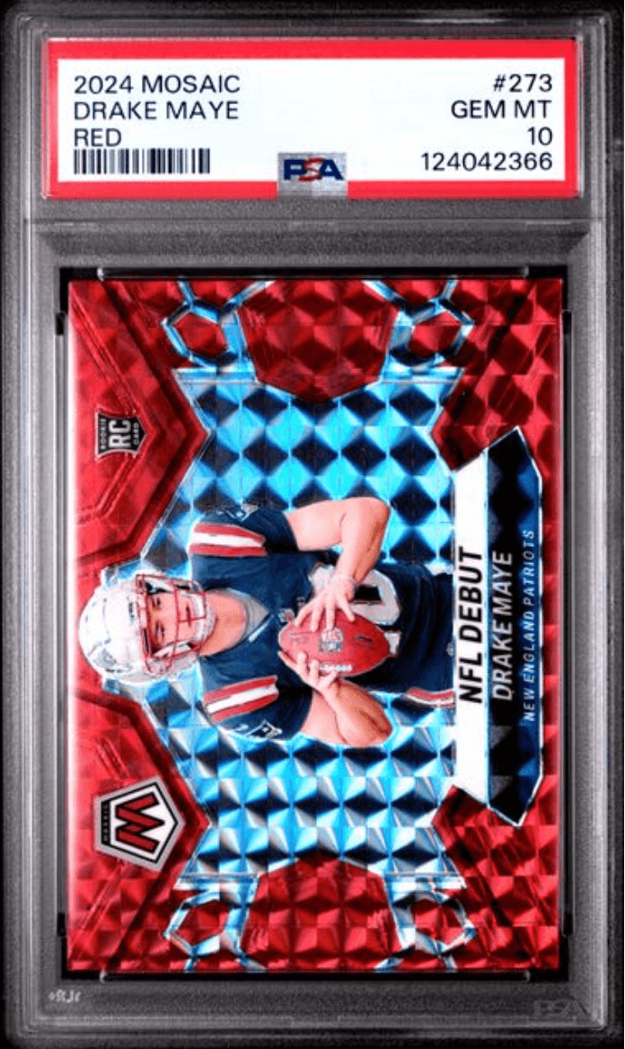 Graded 2024 Panini Mosaic Drake Maye #273 Red Rookie RC Football Card PSA 10 Gem Mint