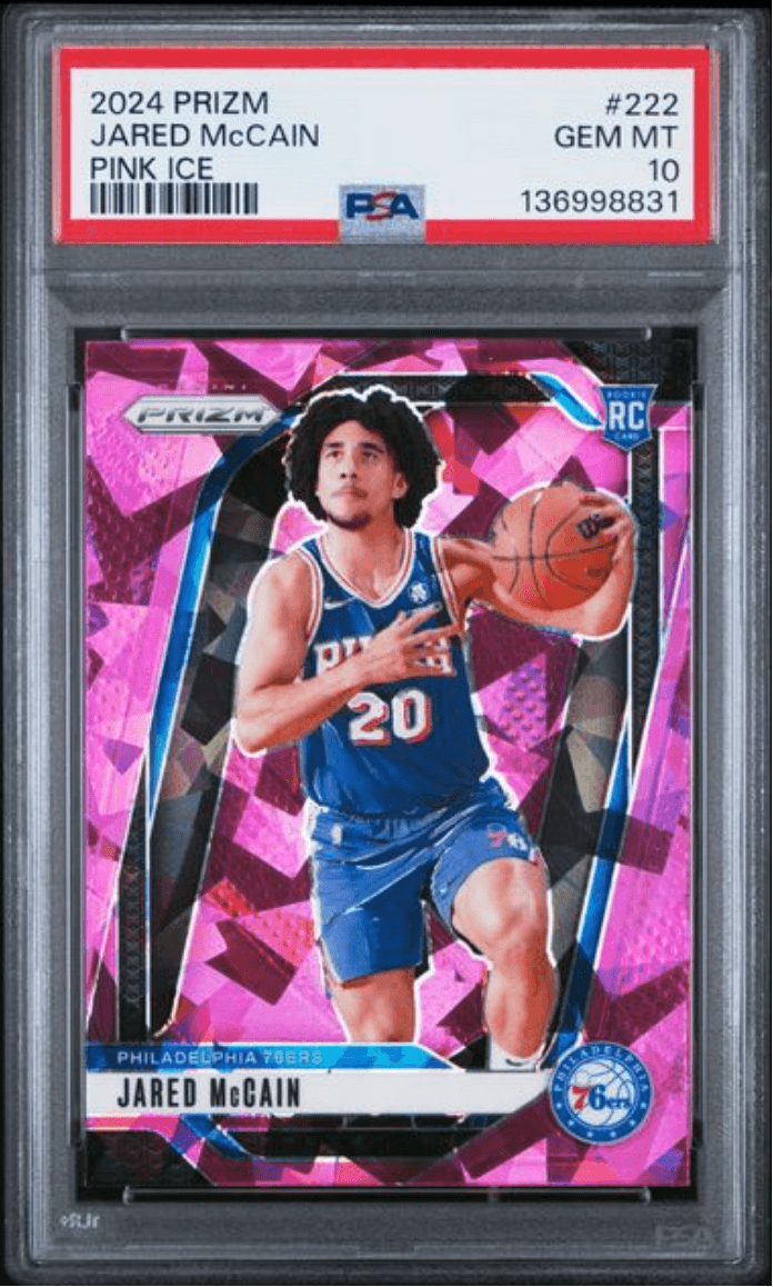 Graded 2024 Panini Prizm Jared McCain #222 Pink Ice Rookie RC Basketball Card PSA 10 Gem Mint