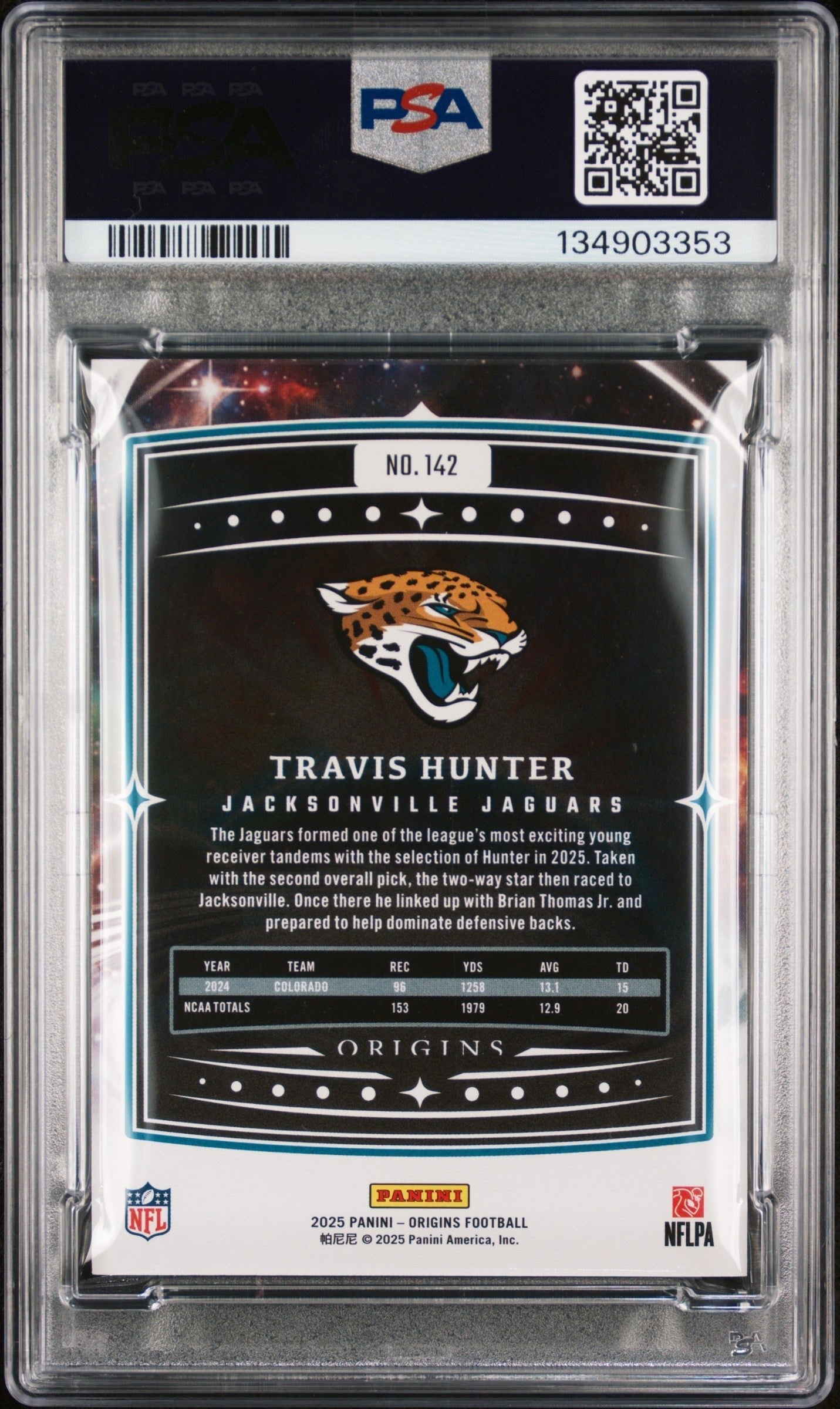 Graded 2025 Panini Origins Travis Hunter #142 Rookie RC Football Card PSA 10 Gem Mint
