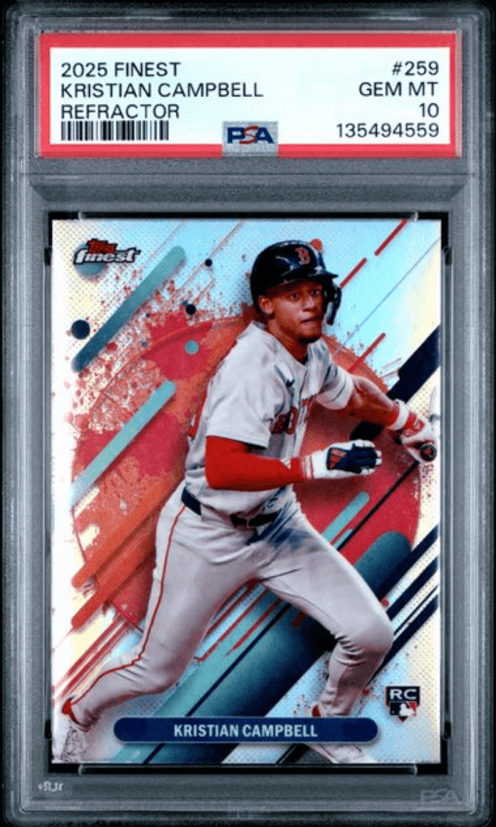 Graded 2025 Topps Finest Kristian Campbell #259 Refractor Rookie RC Baseball Card PSA 10 Gem Mint