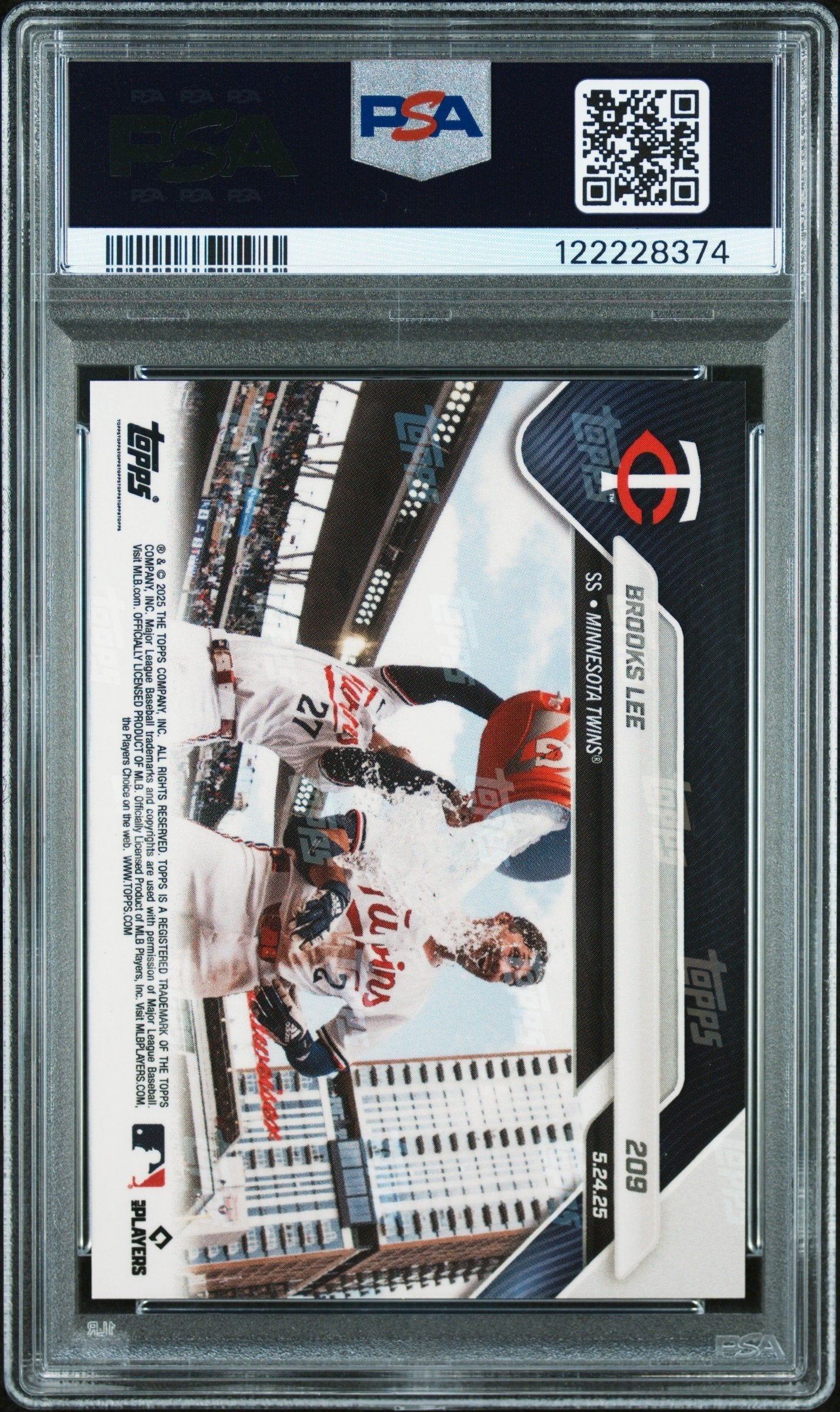 Graded 2025 Topps Now Brooks Lee #209 Orange Foil /25 Rookie RC Baseball Card PSA 9 Mint