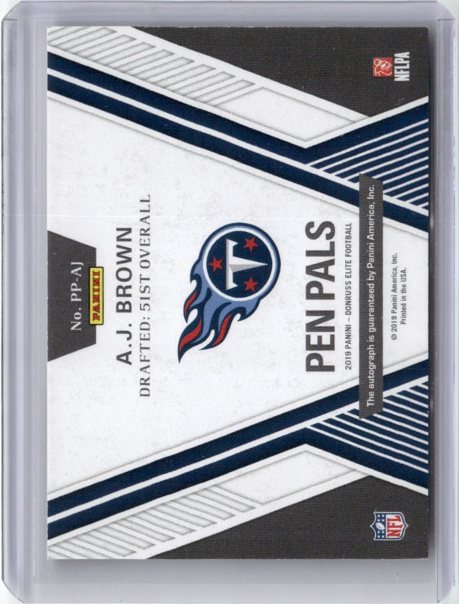 2019 Panini Donruss Elite Pen Pals AJ Brown #PP-AJ Autograph Rookie RC Football Card