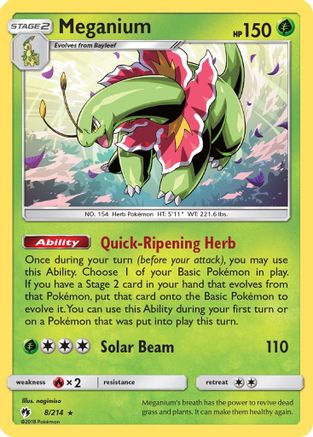 Meganium 008/214 - SM Lost Thunder Reverse Holofoil