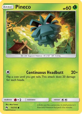 Pineco 015/214 - SM Lost Thunder Reverse Holofoil